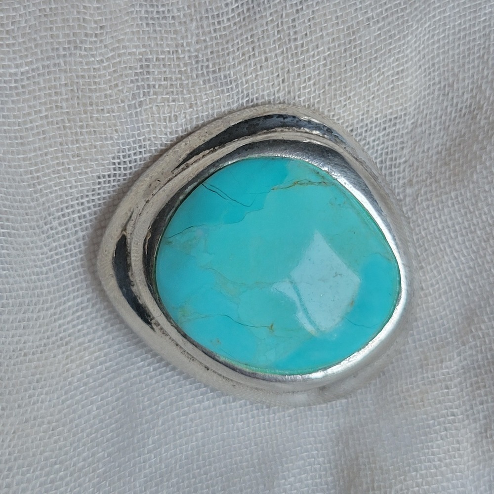 Barse Clip-on Earrings Turquoise Sterling Silver Chunky Statement Vtg 90s - Picture 4 of 9